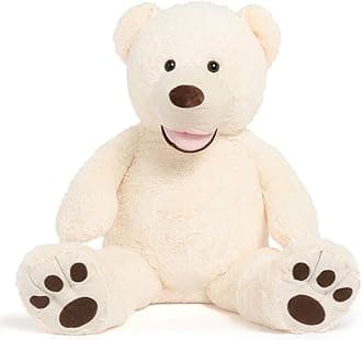 MorisMos Giant Teddy Bear, 39inch Large Stuffed Animals with Big Footprints Plush Stuffed Bears Gifts for Kids, Beige