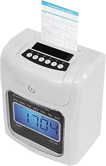 Calculating Time Clock,Staff Check in Out Machine with LCD Display,Automatic Time Calibration,Small Business Punch Pak, Up to 50 Employees, Includes 50 Time Cards and 1 Security Key