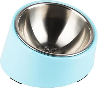 SuperDesign Dog & Cat Pet Bowl, Stainless Steel with Stand, 15° Tilt, Easier to Eat, Includes Melamine Stand, Anti-Slip, Removable Bowl, Easy to Clean, Dishwasher Safe