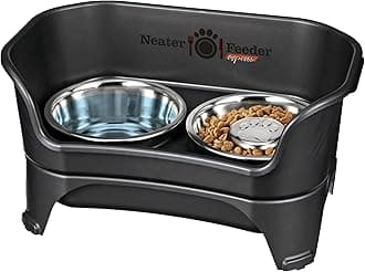 Neater Feeder Express for Medium to Large Dogs with Slow Feed Bowl - Mess Proof Pet Feeder with Stainless Steel Water Bowl & Slow Feed Food Bowl - Drip Proof, Non-Tip, and Non-Slip - Midnight Black