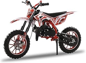50cc Dirt Bike for Kids, 2-Stroke Gas Dirt Bike Motorcycle, Kids Dirt Bike with Front Rear Disc Brakes, Off-Road Tires Mini Dirt Bike, Gas Power Motocross Bike, Speeds Up to 40KM/H Red