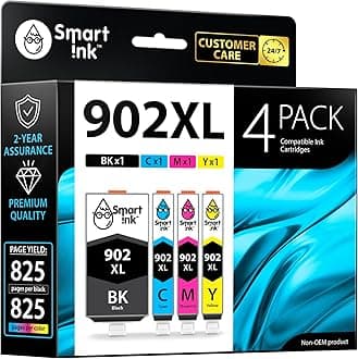 Smart Ink Compatible Ink Cartridge Replacement for HP 902XL 902 XL (Black XL & C/M/Y XL 4 Pack Combo) to use with Officejet 6951 6954 6956 6958 6962 6950 Officejet Pro 6968 6974 6975 6978 6960