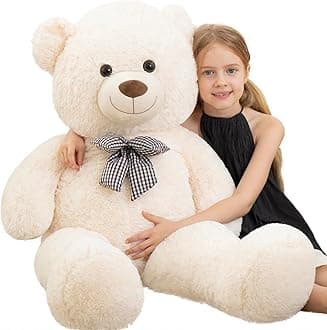 Giant White Teddy Bear 4 Feet, Cute 47inch Stuffed Animal Big Teddy Bear Plush, Classic Girlfriend Boyfriend Birthday Gift, Christmas, Party Favor