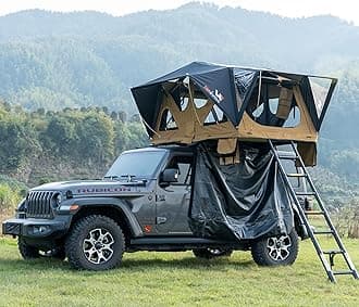Pop Up Rooftop Tent for Camping, Naturnest Rooftop Tent RTT for SUV Pickup Truck Jeep Car Van Wrangler Tacoma, All Seasons Waterproof Roof Tent with Telescopic Ladder