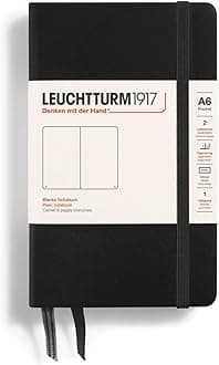 LEUCHTTURM1917 317257 Notebook Pocket (A6), Hardcover, 187 numbered pages, Plain, Black