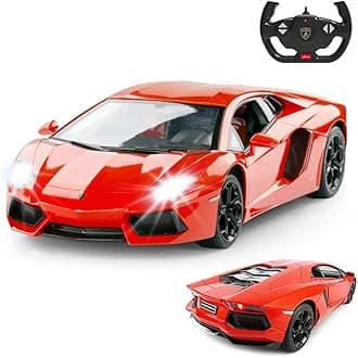 RC Lamborghini Toy Car, 1:14 Lamborghini Aventador LP700-4 Remote Control Car, Working Lights - Orange