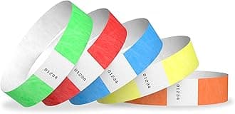 WristCo Variety Pack 3/4 Tyvek Wristbands - Red, Orange, Yellow, Green, Blue - 500 Pack Paper Wristbands For Events