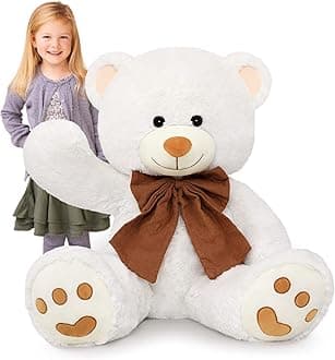 MorisMos Teddy Bear Stuffed Animal 39in,Giant Bear Plush for Girlfriend,Big Teddy Bear Toy,Huge Teddy Bear Gift for Boy Girl Valentines Birthday Wedding,Large Teddy Bear,White Bear Plush Pillow