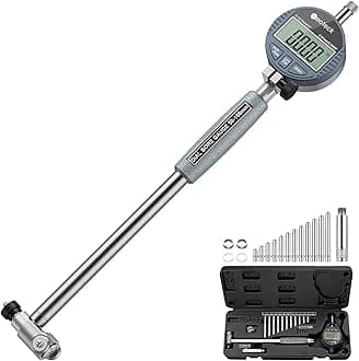 Bore Gauge Set Digital Indicator Dial Bore Gauge (2-6"/0.0005") Measurement with Self-Centering Dial, Carbide Anvils,and Insulated Grips for Deep Engine Cylinder Measurement-Silver