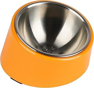 Super Design Mess Free 15° Slanted Bowl for Dogs and Cats, Tilted Angle Bulldog Bowl Dog Feeder, Non-skid & Non-spill, Easier to Reach Food M/1 Cup Bright Orange