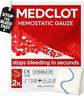 - Hemostatic Gauze – Stops Bleeding Fast - Blood Clotting Bandage with Kaolin - Bleed Stop for Wounds & Emergencies - Sterile Compressed Dressing, 2ft Roll, Expires 2029