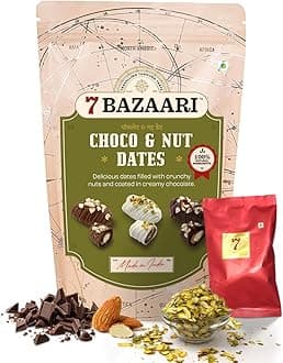 Premium Choco & Nut Dates - Gluten Free, Natural Ingredients - Almond Dark Chocolate, 10pcs (Pack of 1)