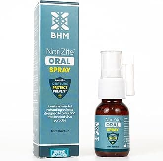 BHM NoriZite Oral Spray for Virus Protection, Cold & Flu Blocker, Sore Throat & Cough Relief â Scientifically Proven New Long-Lasting Natural Barrier, Natural Moisturising Formula (Mint Flavour 20ml)