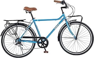 Vintage Style 26 Inch Adult Cruiser Bicycle Hybrid Bike 7 Speeds Commuter Bike for Women, Men, Seniors, SHMANO Shifter and derailleur Step-Over Steel Frame,Double Cargo Rack,4 Colors
