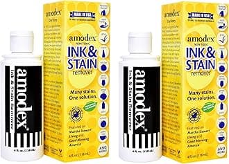 Ink and Stain Remover – Cleans Marker, Ink, Crayon, Pen, Makeup from Furniture, Skin, Clothing, Fabric, Leather - Liquid Solution - 4 fl oz Bottle - (Pack of 2)