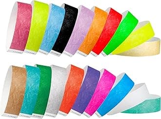 WristCo Top 20 Variety Pack 200 Ct Tyvek 3/4 Inch Wristbands - Green Blue Red Yellow Pink Orange Purple White Kelly Sky Caribbean Cranberry Lime Mocha Gold Silver Aqua Berry Black Coral